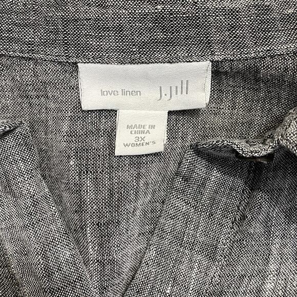 J.Jill Love Linen 100% Linen Button Front Top Gray Size 3X Classic Minimalist - Picture 9 of 10